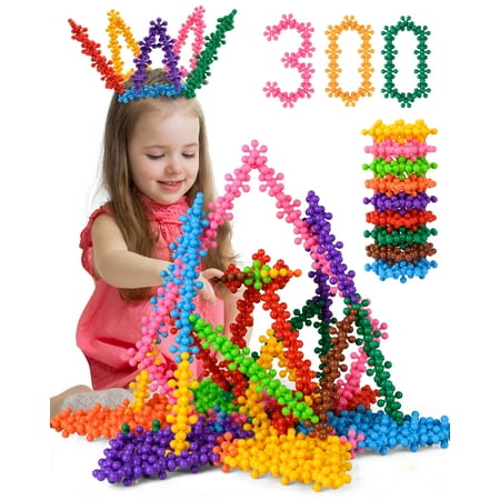 Vanmor 300 Pieces Building Blocks Kids STEM Toys Educational Building Toys Interlocking Solid Plastic Preschool Building Sets Solid Plastic Discs Sets Creativity Toys for Boys and Girls Aged 3+