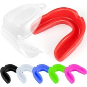 Vanmor 6 Pack Youth Mouth Guard Sports Mouthguard for Kids Double Colored Teeth Braces with Case for Football Basketball Boxing MMA Hockey Lacrosse Rugby Taekwondo, Moldable Mouthpiece for Boys Girls