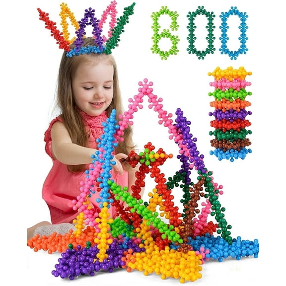 Vanmor 600 PCS Stem Building Blocks Preschool STEM Educational Toys, Discs Sets Interlocking Snowflake Solid Plastic STEAM Activities Fun Gifts Ingenuity Playset