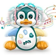 Vanmor Musical Crawling Toys Penguin, Learning Moving Walking Dancing Toy with Music & Lights for Birthday Gifts