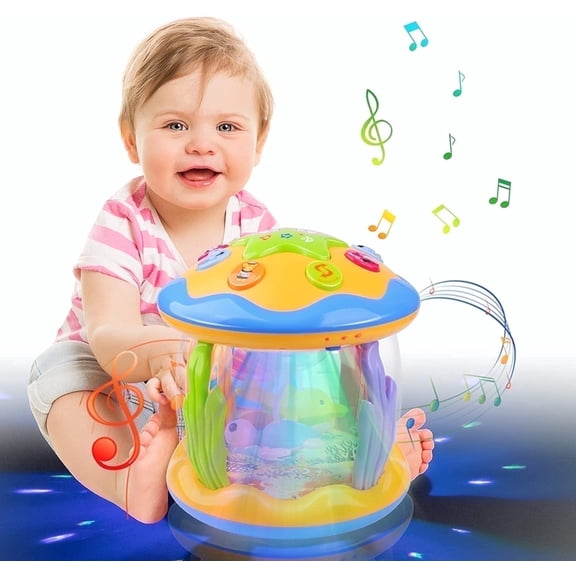 Vanmor Baby Musical Toys with Light Up for Toddlers 1 2 3, Baby Toys Rotating Ocean Projector Infant Toys 12-18 Month, Sitting Crawling Interactive Toys for Babies, Christmas Gifts Toys for Toddler