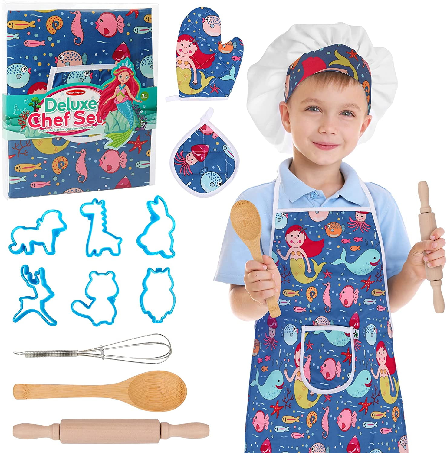 Kids Apron And Chef Hat,toddler Apron For Girls Pretend Play Kids Cooking  Set Chef Costume For Kids Apron For Girl Christmas Gifts - Temu Italy