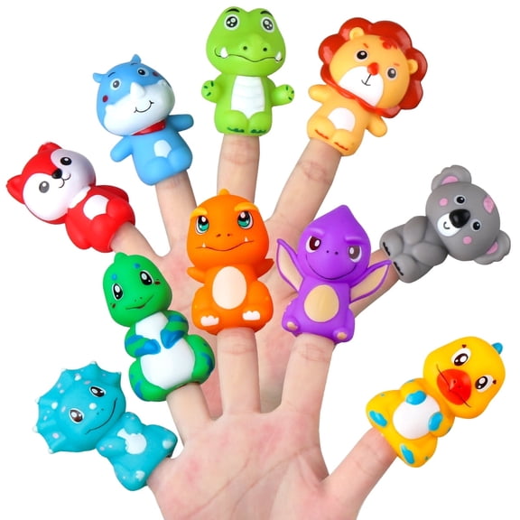 Vanmor Rubber Animal Bath Finger Puppets for Toddlers 1-3, Finger Puppets for Kids Easter Basket Stuffers Egg Fillers, Silicone Finger Toys for Baby Pinata Fillers Goodie Bag Fillers Party Favors