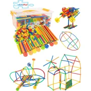 Vanmor Straw Constructor STEM Building Toys 600Pcs Interlocking Toys Engineering Toys Thin Tube Blocks Connectors Toy Educational Toy Kit for Kids 3 4 5 6 7+ Years Boys and Girls