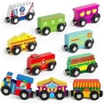thumbnail image 1 of Vanmor Wooden Magnetic Train Set for Kids, 10-Piece Educational Toy Cars with Magnets, Includes Storage Bag, Skill-Building Wooden Trains for Boys & Girls, for Kids 3-5 and 4-8 Years, 1 of 8
