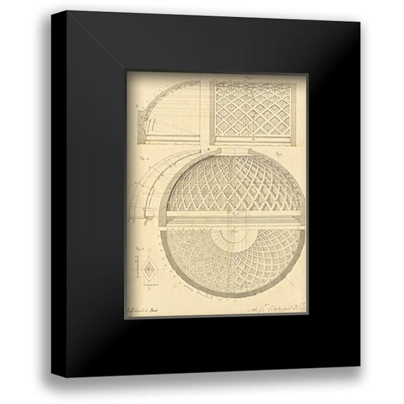 Vannini, Giuseppe 15x18 Black Modern Framed Museum Art Print Titled - Plate 43 for Elements of Civil Architecture, ca. 1818-1850