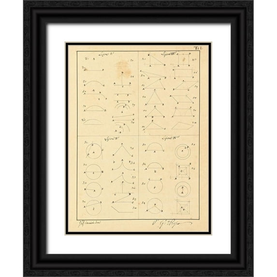 Vannini, Giuseppe 15x18 Black Ornate Wood Framed with Double Matting Museum Art Print Titled - Plate 1 for Elements of Civil Architecture, ca. 1818-1850