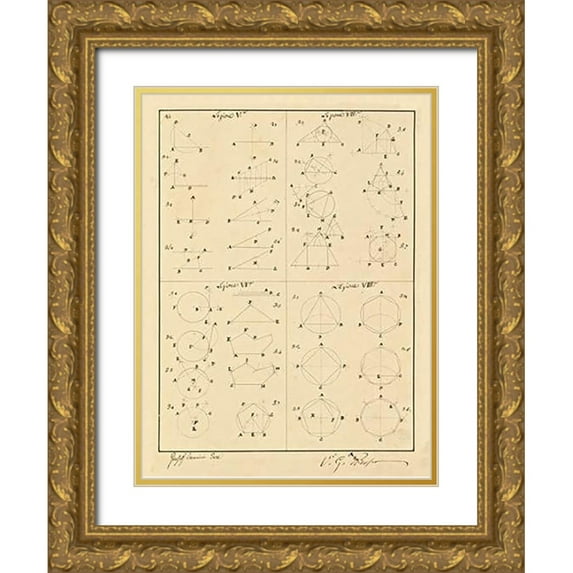 Vannini, Giuseppe 19x24 Gold Ornate Wood Framed with Double Matting Museum Art Print Titled - Plate 2 for Elements of Civil Architecture, ca. 1818-1850