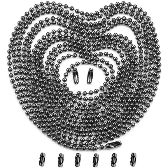 Sinvic 2 Pcs 36 Inch Black Ceiling Fan Pull Chain With 6 Free Connectors, Rustproof Stainless Steel Bead Chain for Fan and Light