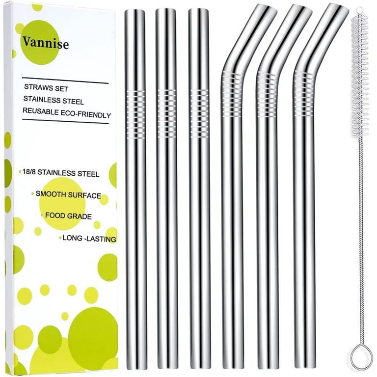 Stainless Steel Smoothie Straws 0.4'' Extra Wide Reusable Drinking Straws 6  PCS