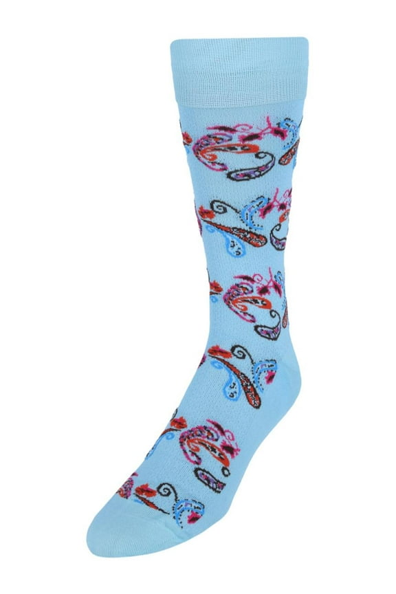 Exploded Paisley Mercerized Cotton Fashion Dress Socks (Men)