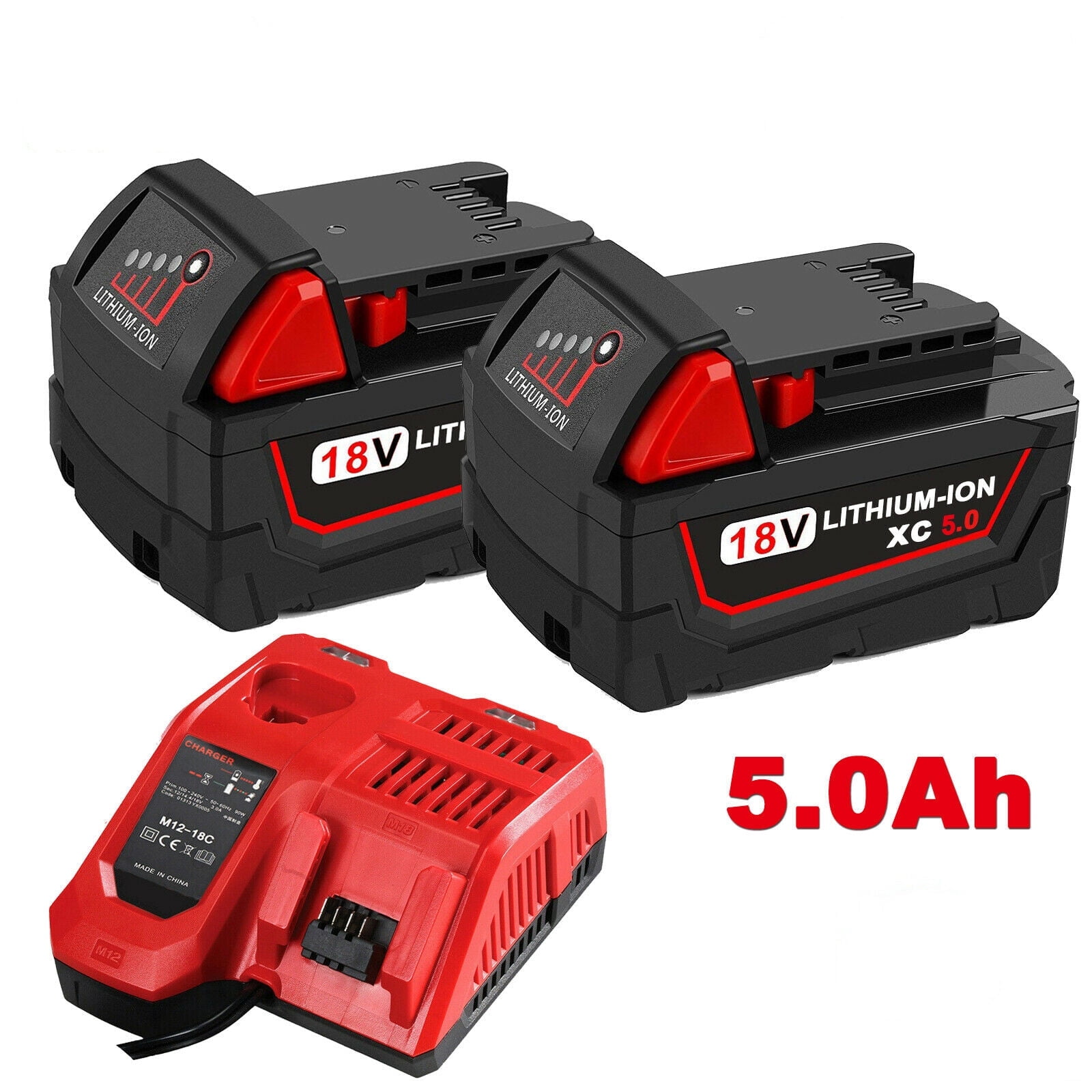 2Pack For Milwaukee M18 XC 5.0 AH Extended Lithium ion Battery 48 11 1850 and Fast Charger in Nepal at NPR 19707 Rating 5