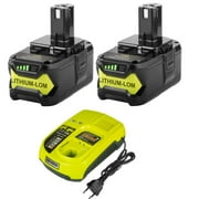 Vanon For Ryobi 18V High Capacity 5.0AH Batteries P108 P104 and Charger P117 2Pack