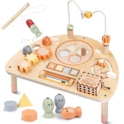 Vanplay 8-piece Wooden Sensory Play Table and Chair Set for Kids 18 Months and Up