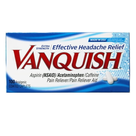 Vanquish Effective Headache Relief – Aspirin (NSAID), Acetaminophen, Caffeine, 100 Analgesic Coated Caplets