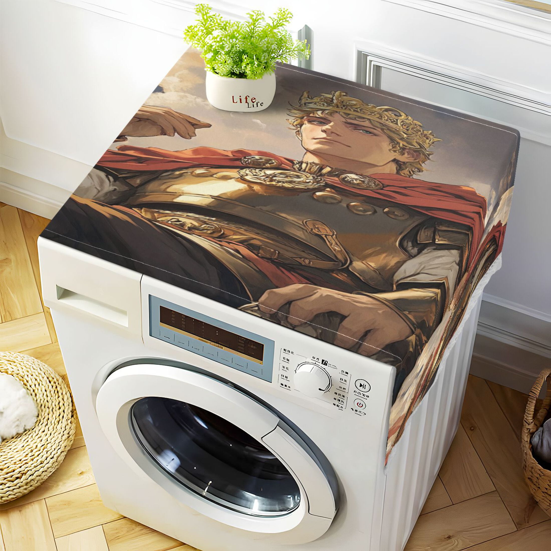 Vanquished KingWasher and Dryer Covers Dust-Proof and Oil Resistant Fridge Cover with 4 Storage Pockets Washing Machine Top Cover for Laundry Kitchen Home 51.2 x 22 In