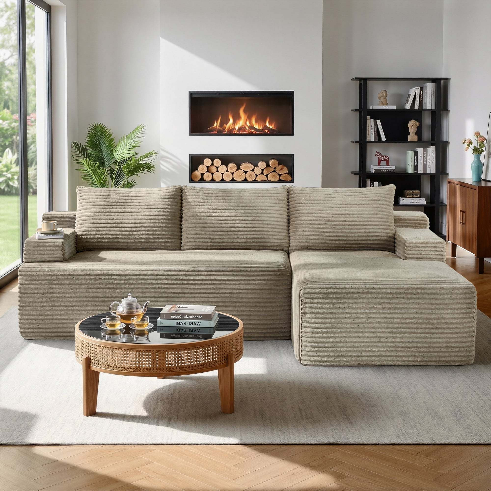 Vanress, Modular Sectional Couch, Beige, 96 Inch, No Assembly ...