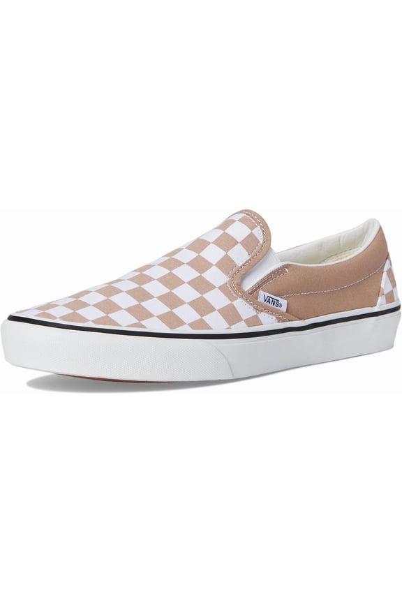 FU CLASSIC SLIP-ON UNISEX SNEAKERS - BROWN - Theory Checkerboard Warm Taupe / Men 6 / Women 7.5 / Medium