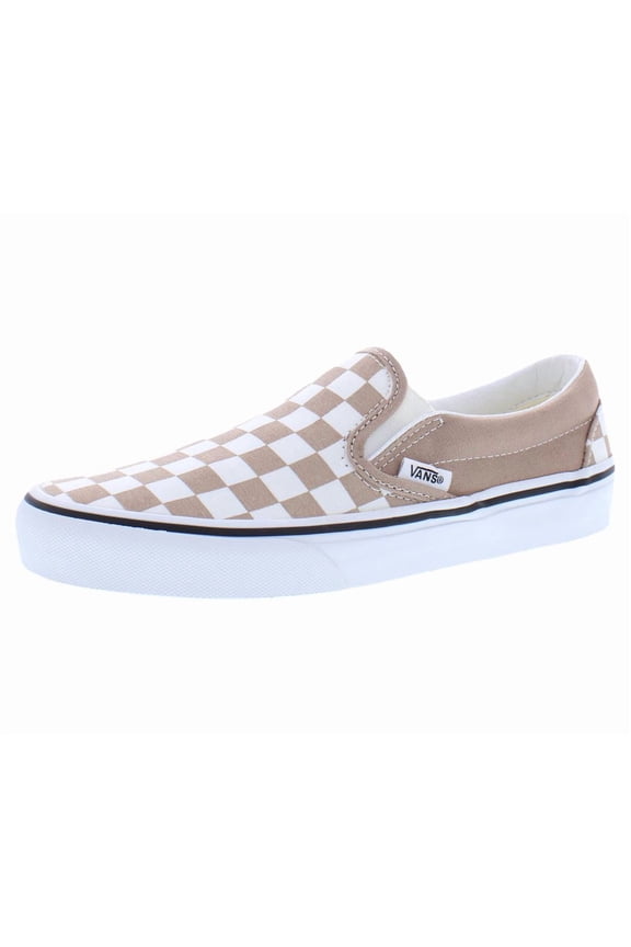 Classic Slip On Unisex Shoes Size 4.5, Color: Checkerboard Warm Taupe/Brown