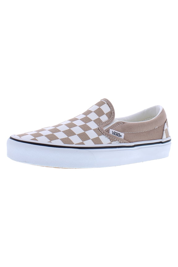 FU CLASSIC SLIP-ON UNISEX SNEAKERS - BROWN - Theory Checkerboard Warm Taupe / Men 5.5 / Women 7 / Medium