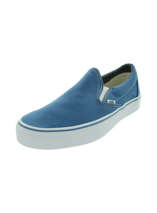 Hot Blue Flame Shoes - Custom Vans Black Slip On Shoes