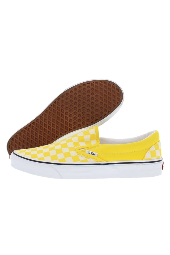 Classic Slip-On Unisex Shoes Size 4, Color: (Checkerboard) Cyber Yellow/True White