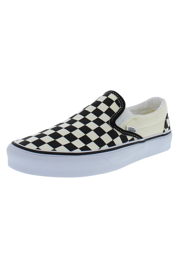 Classic Slip On Unisex Shoes Size 6.5, Color: Black/White/Checkerboard/White