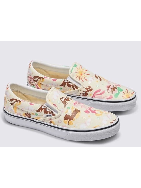 Classic Slip On White/Multi Get Outdoors Canvas Men's Sneakers Shoes 11.5