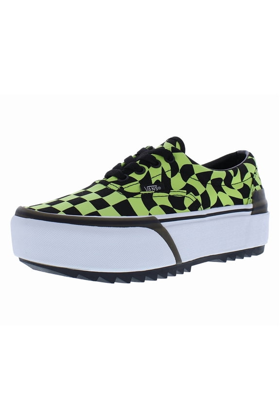Era Stacked Unisex Shoes Size 6.5, Color: Warp Check Glow/Black
