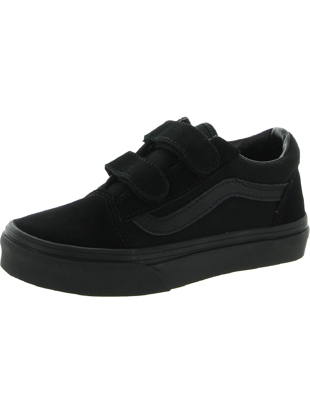 Vans Girls Old Skool V Leather Skate Shoes Black 1 Medium (B,M) Little Kid