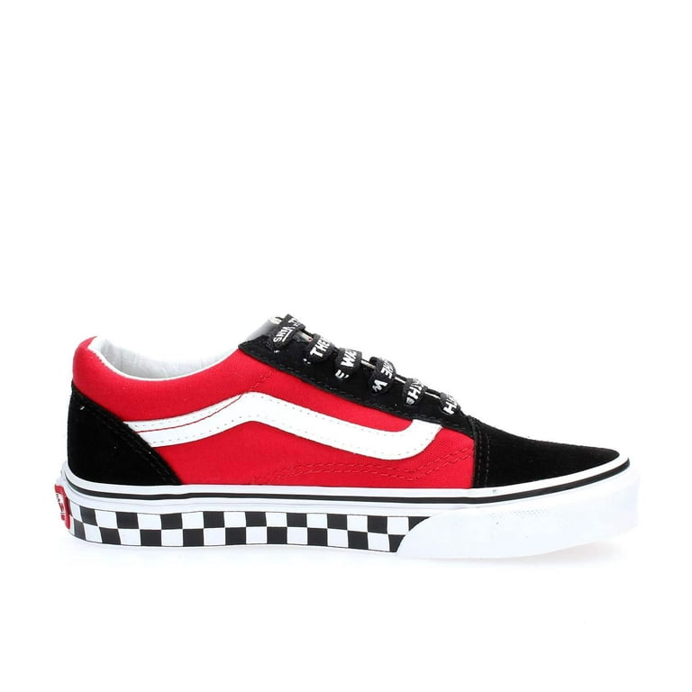 Red and white on sale checkered vans kids