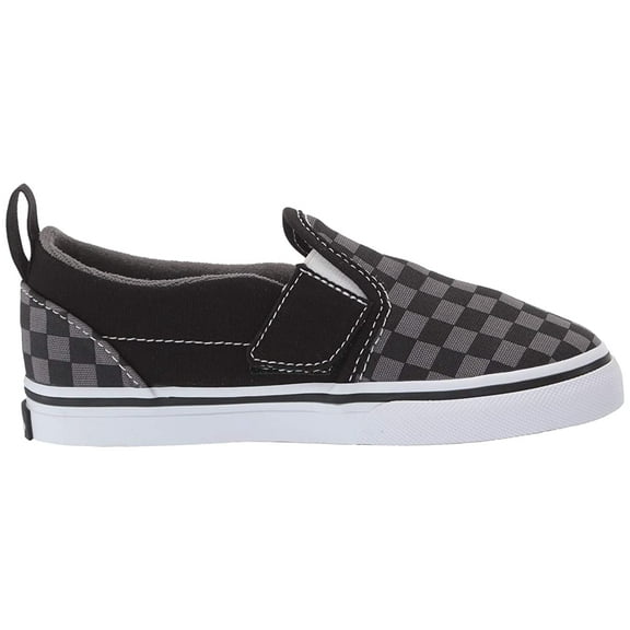 Vans Kids Slip-On V (Infant/Toddler) (Checkerboard) Black/Pewter