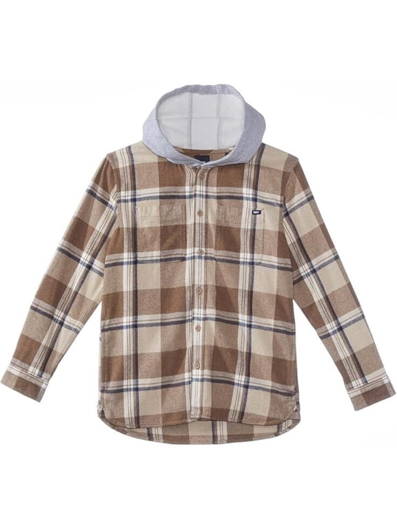 Lopes Shirt Kids XL Dirt Plaid Print 100% Cotton Long Sleeve Hoodie ERK153