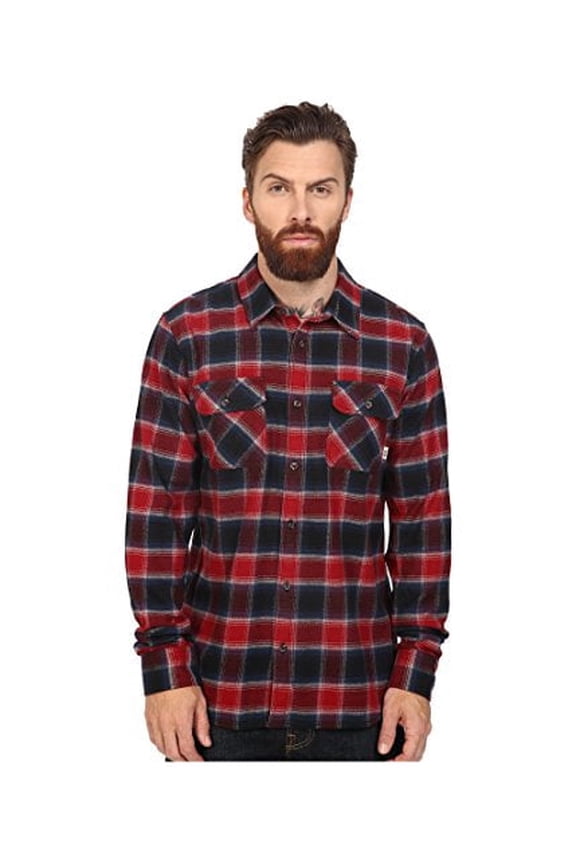 Men's Banfield Plaid Flannel Long Sleeve Shirt (Medium, Black/Red Dahlia)