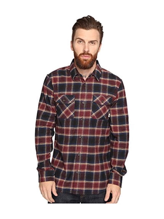 Men's Banfield Plaid Flannel Long Sleeve Shirt (XX-Large, Dress Blues/Port)