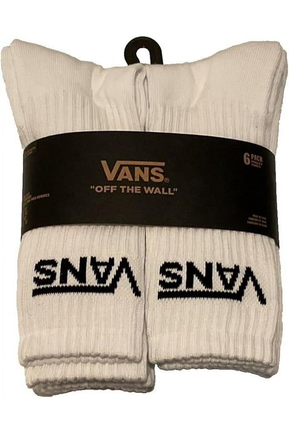 , Men's Crew Socks, 6-Pair Pack (9.5-13, White)