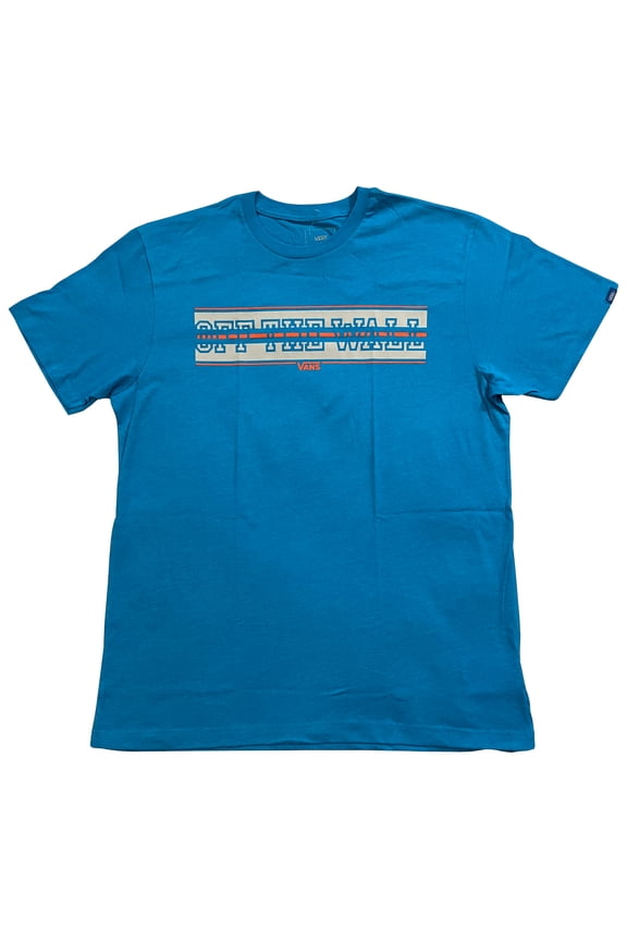 Men's Short-Sleeve "Off the Wall" Graphic T-Shirt (Blue, Large, L)