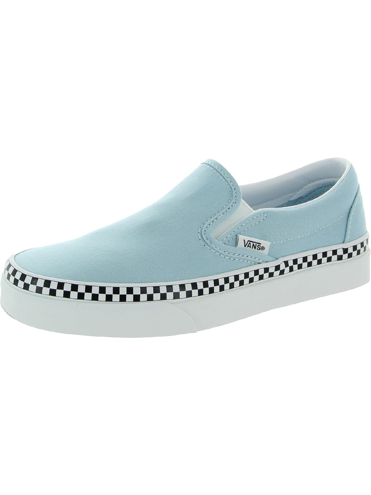 Blue slip on hotsell vans with checkered foxing
