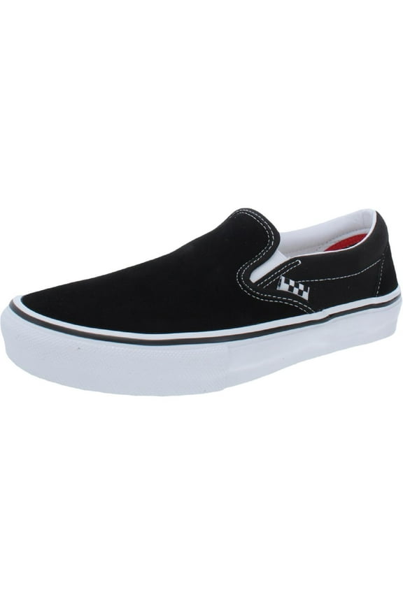 Mens Skate Slip-on Leather Lifestyle Skate Shoes B/W 7.5 Medium (D)