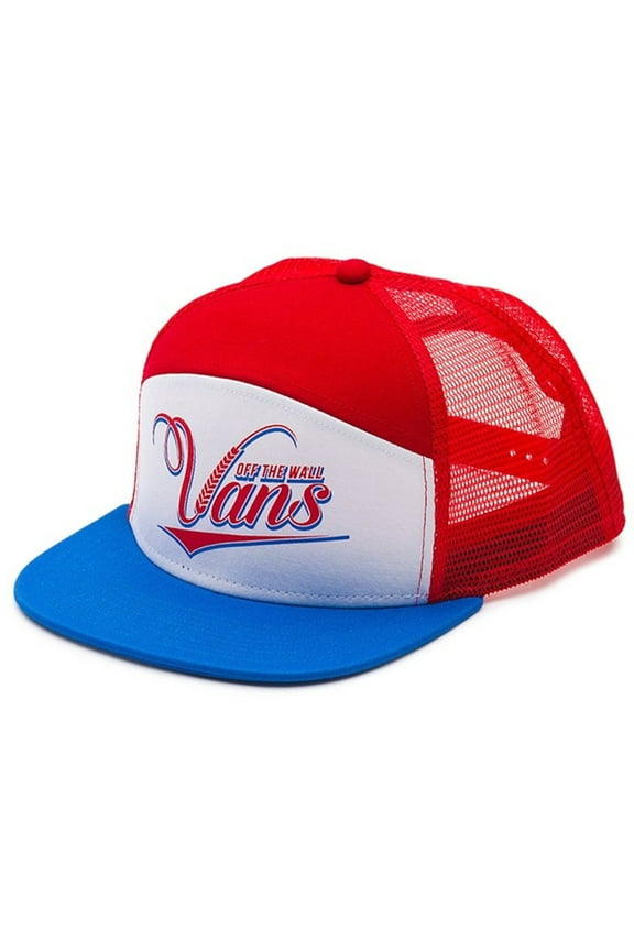 Off The Wall Men's Suds 6 Panel Trucker Hat Cap - Racing Red/White/Vicotria