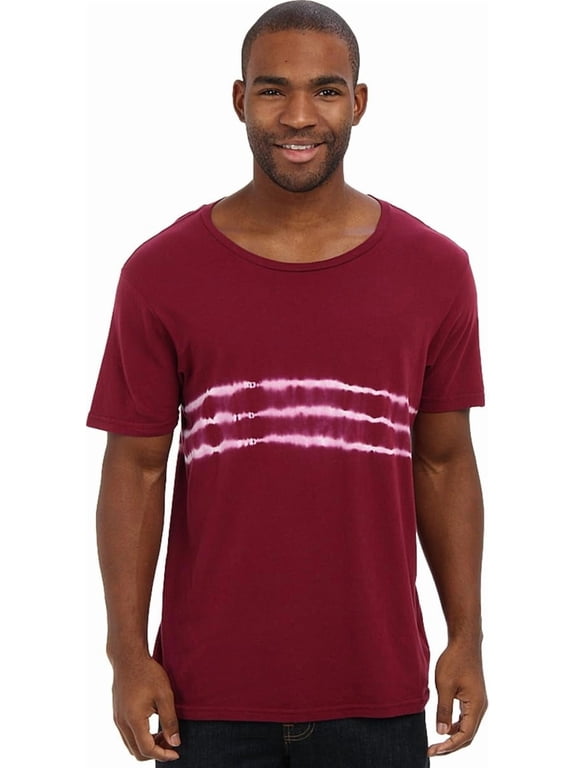 Off The Wall Men's T-Shirt Moonlet Wide Neck Tie Dye Short Sleeve Tee (Large, Burgundy)