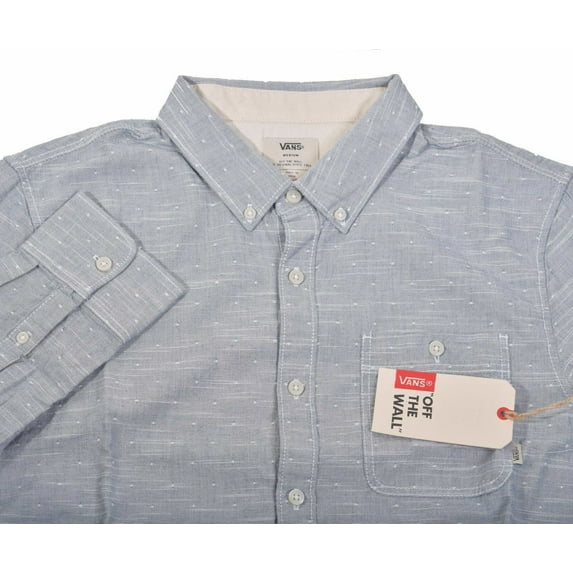Vans Off The Wall Men's Tressel Woven Button Up Shirt (Medium, Heather Blue)