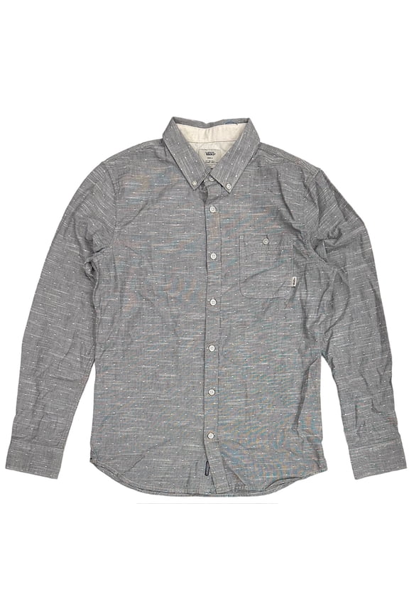 Off The Wall Men's Tressel Woven Button Up Shirt (Small, Grey Heather)