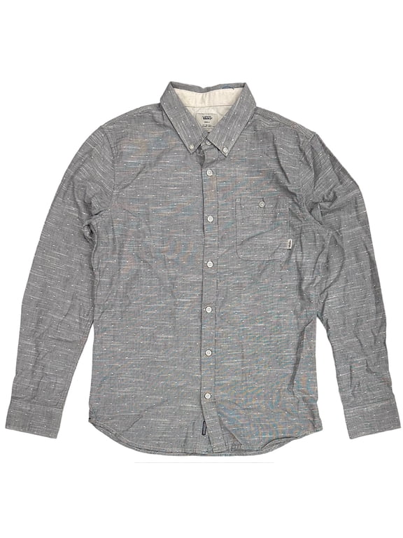 Off The Wall Men's Tressel Woven Button Up Shirt (Small, Grey Heather)