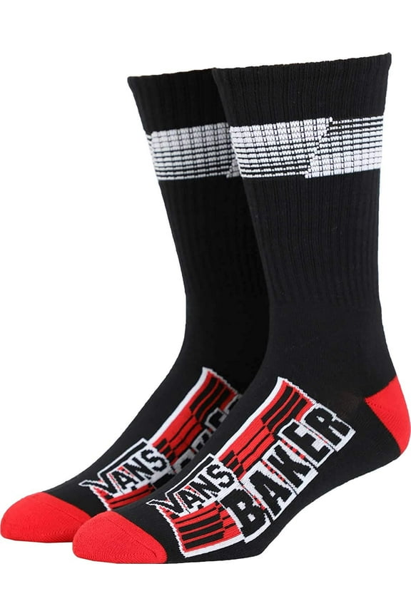 Off The Wall Men's X Baker Crew Socks - Black (Men's Shoe Size 6.5-9)