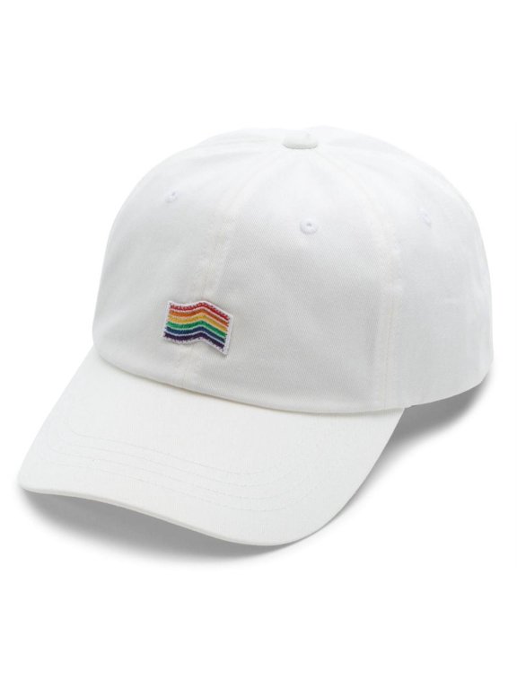Off The Wall Unisex LGBTQIA+ Gay Pride Curved Bill Jockey Hat Cap - White