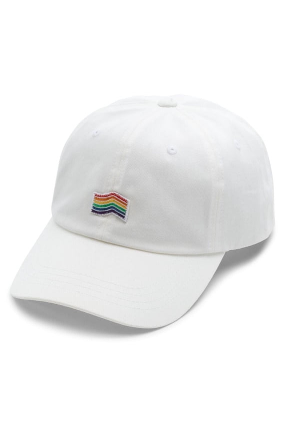 Off The Wall Unisex LGBTQIA+ Gay Pride Curved Bill Jockey Hat Cap - White