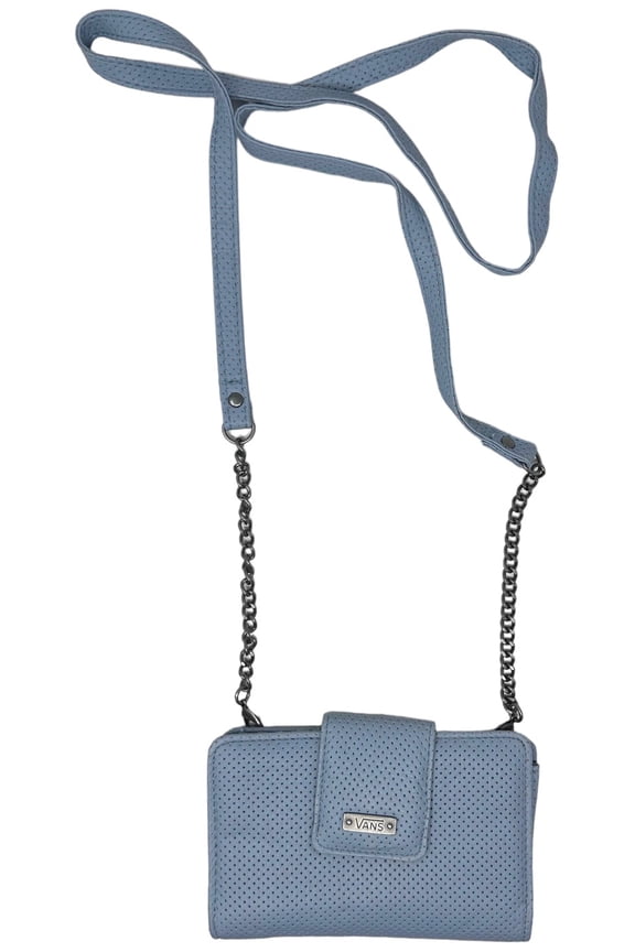 Off The Wall Women's Jenna Faux Leather Perforated Crossbody Chain Wallet (Mirage Blue)