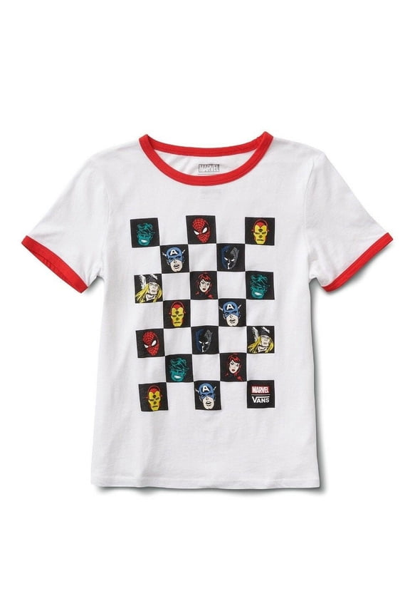 Off The Wall Women's X Marvel Head Ringer Tee T-Shirt - White/Red (Small)