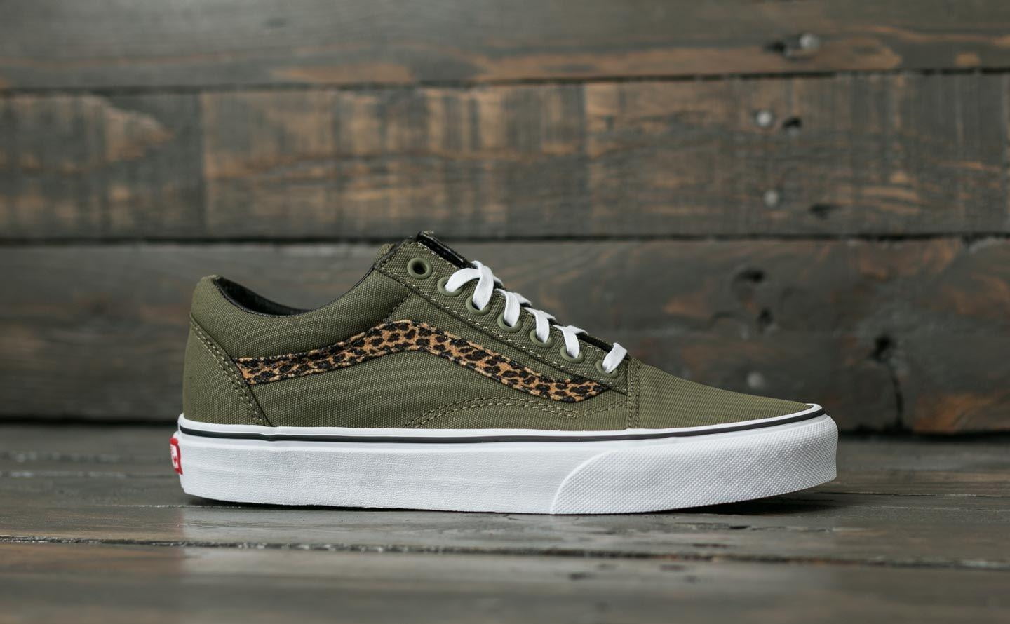 Vans Old Skool Mini Leopard Army Green Women s Skate Shoes Size 7